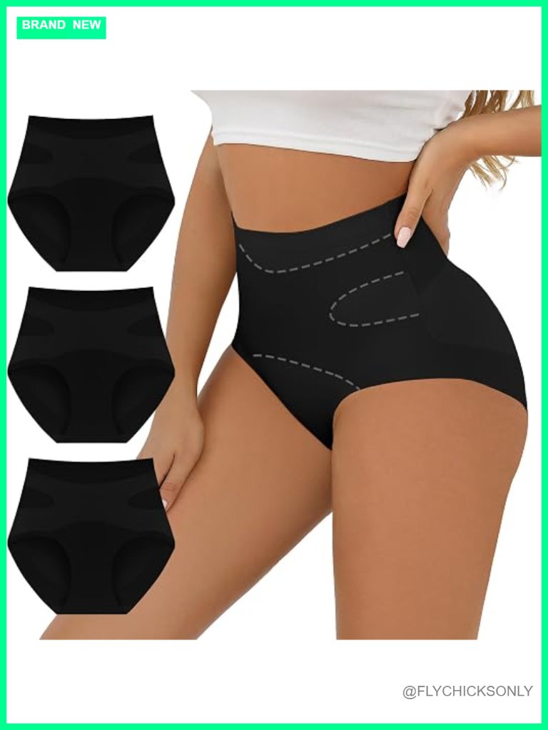 High Waisted Tummy Control Panties No Show Shapewear Women Comfy Briefs Pack